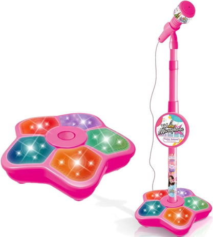 Microphone Toy, 2026 New Adjustable Microphone with Stand, Speaker & Colorful Lights, Funny Music Microphones Toy for Teenager, Birthday Gifts for Music Play Singers