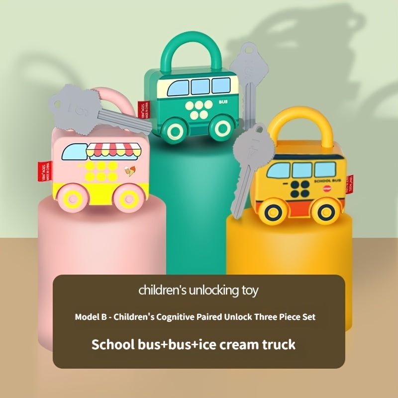 6 Pieces Montessori Educational Learning Toys Sorting Matching Locks And Keys Sensory Car Activity - Cykapu