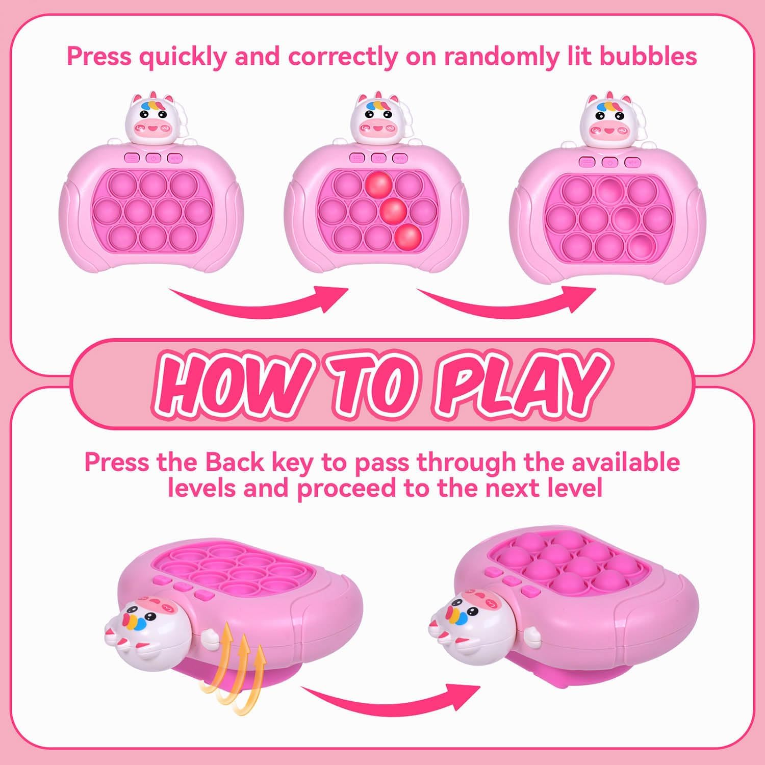 Quick Push Pop Game It Fidget Toys Pro for Kids Adults, Handheld Game Fast Puzzle Game Machine - Cykapu