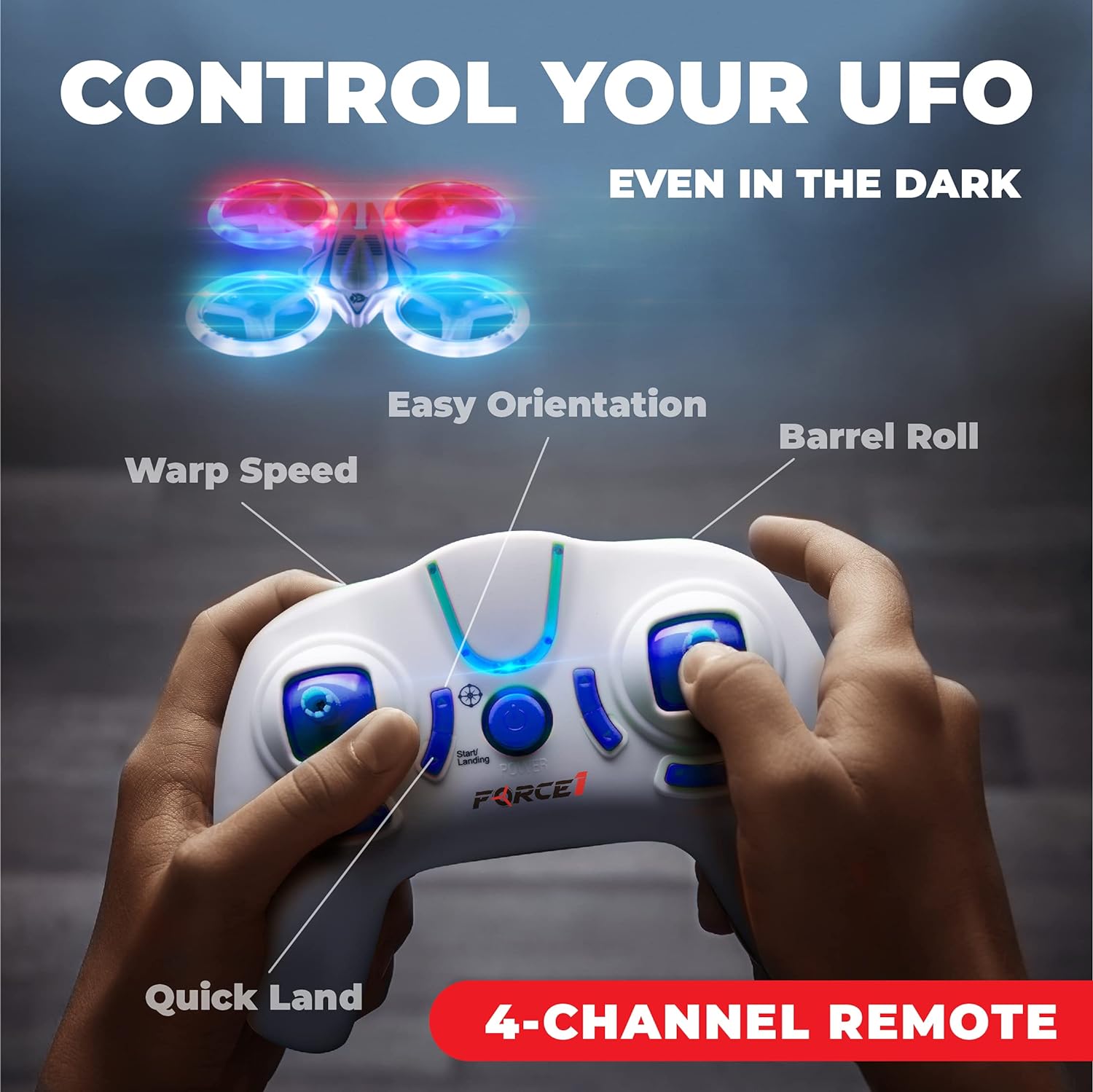 UFO 4000 Mini Drone for Kids - LED Remote Control Drone, Small RC Quadcopter for Beginners, 2.4GHz Remote Control, 360 Flips - Cykapu