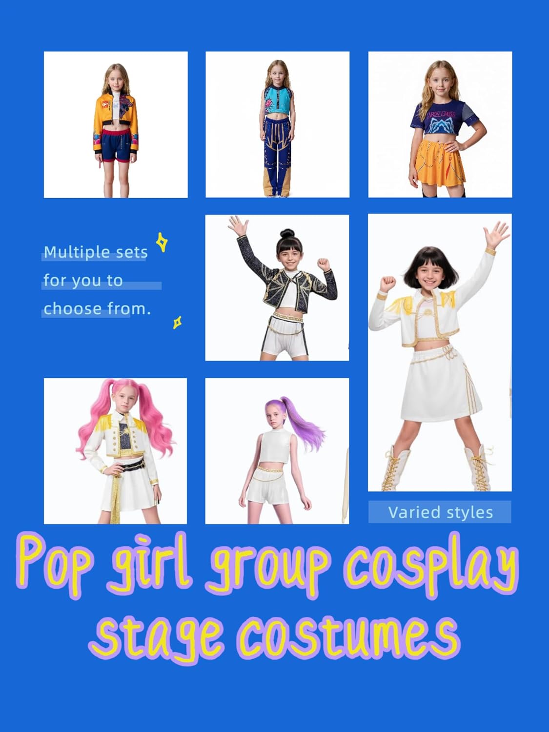 Pop Idol Cosplay Costume Popular Singers Stage Costumes for Ages 3-12 Children's Costumes Girl A