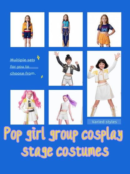 Pop Idol Cosplay Costume Popular Singers Stage Costumes for Ages 3-12 Children's Costumes Girl A