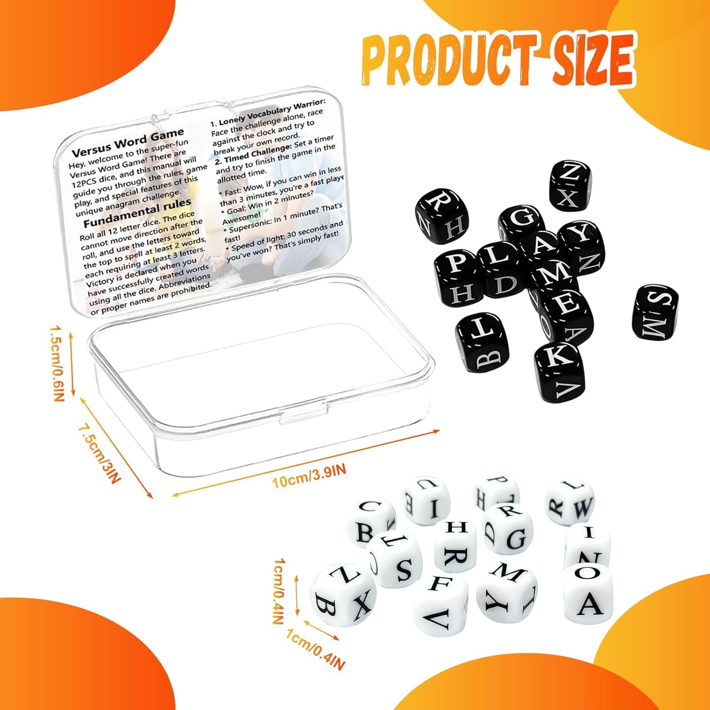 The Crossword Solitaire Game,6 Sided Dice Crossword Creative Game,Two-Player Parent-Child Interactive Family English Letter Dice Game,24 Dice Letters Set for Camping Games for Kids Adults