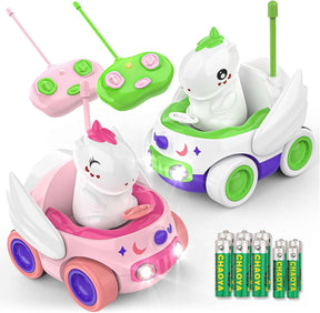2 Pack Unicorn Remote Control Car for Toddler, Unicorns Gifts for Girls and Boys - Cykapu