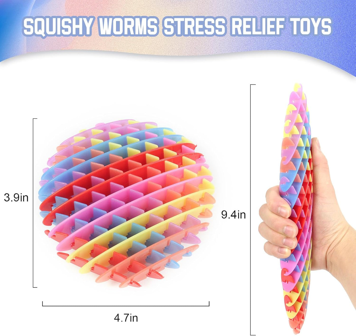 Fidget Worm Toy, Blue Worm Big Fidget Toys Adults and Teens, Funny Stretchy Sensory Stress Toys, Fidget Sensory Squeeze Toys, Relieves Stress and Anxiety Finger Toys for Teens with Autism ADHD