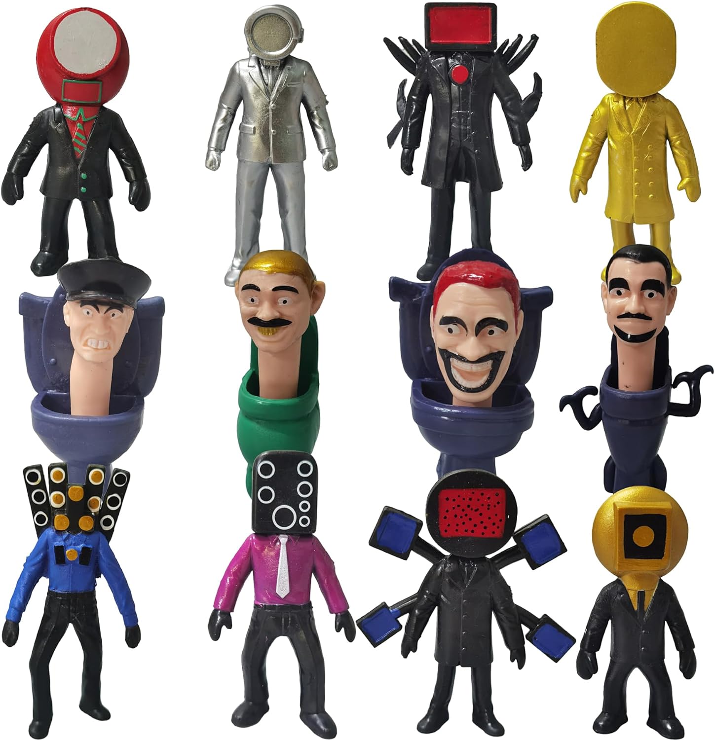 12pcs Skibidi Battle Action Figures Set, Skibidi Tolet Action Figure Horror Cartoon Movies Character Action Figure Model