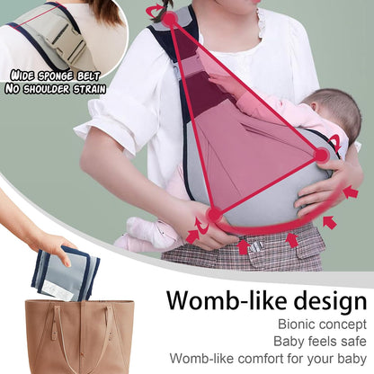 Baby Sling Carrier, Adjustable Baby Holder Carrier, Baby Half Wrapped Sling Hip Carrier, One Shoulder Labor-Saving, Cloth Fabric Lightweight Baby Carrier for Newborn to Toddler Up to 45 lbs (Grey)