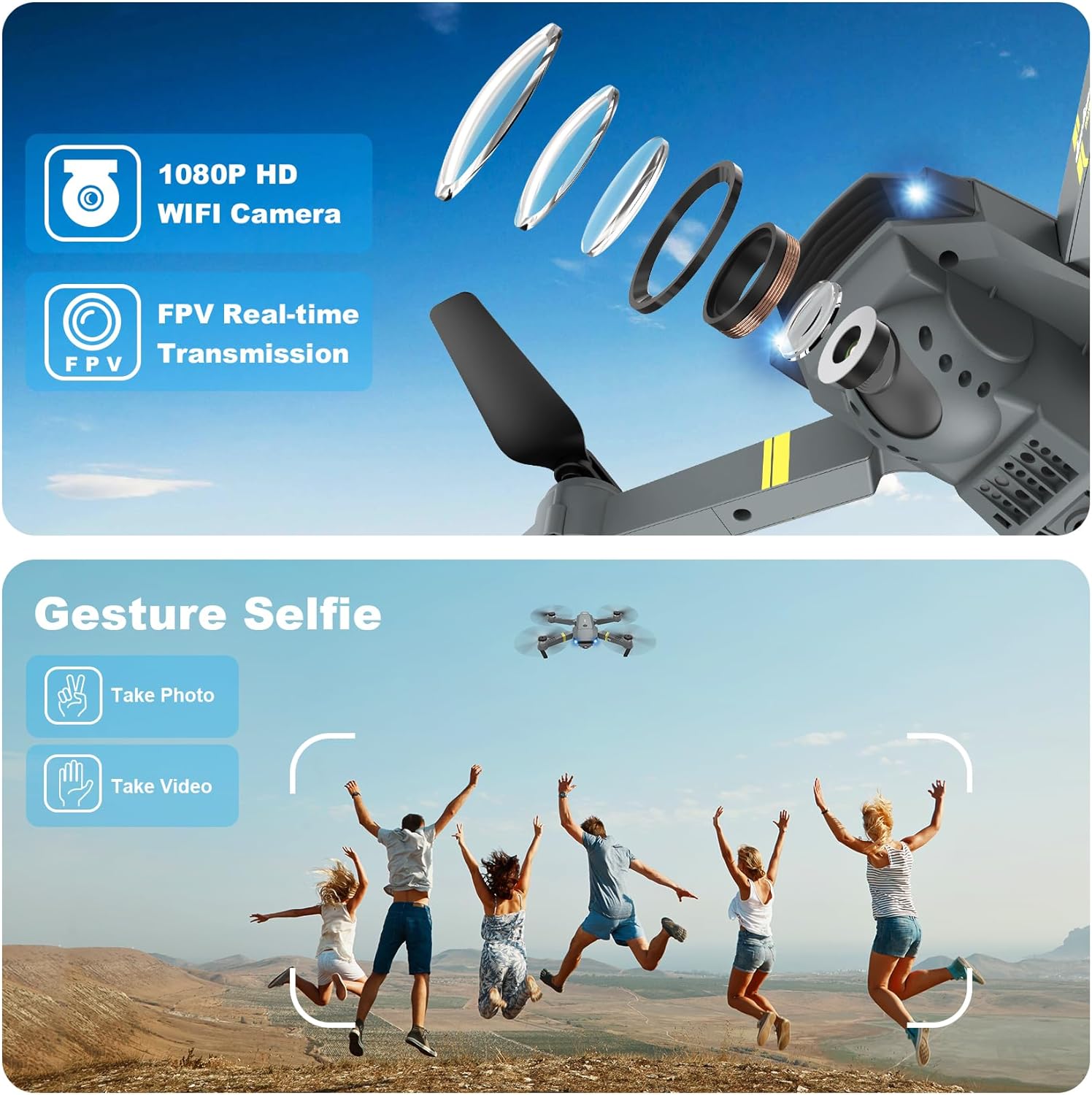 Drone with Camera for Kids Adults, Mini Drone with 1080P HD Camera, Upgrade Altitude Hold