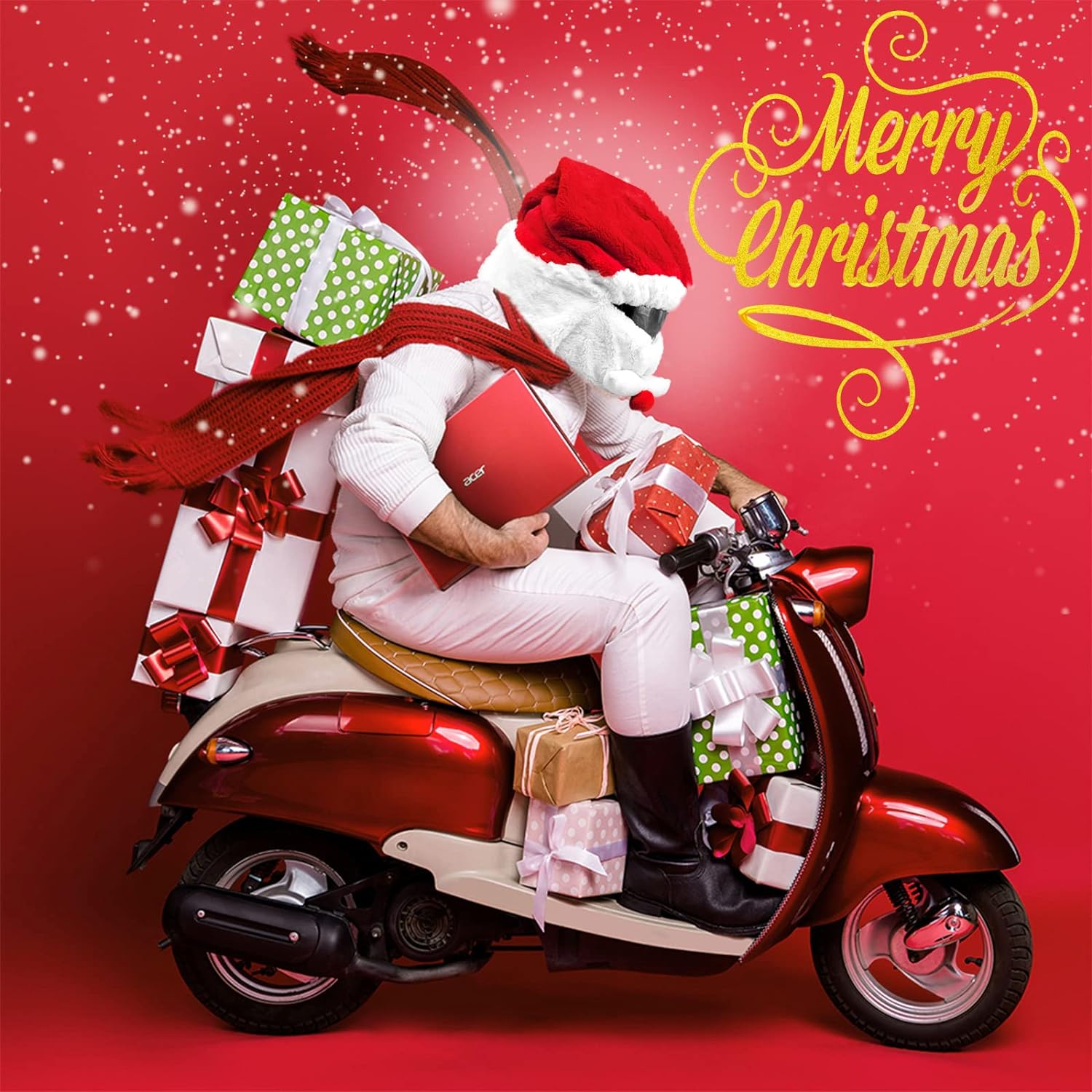 Christmas Santa Motorcycle Helmet Cover,Nativity Helmet Cover,Santa Claus Xmas Hat Decoration Accessories - Cykapu