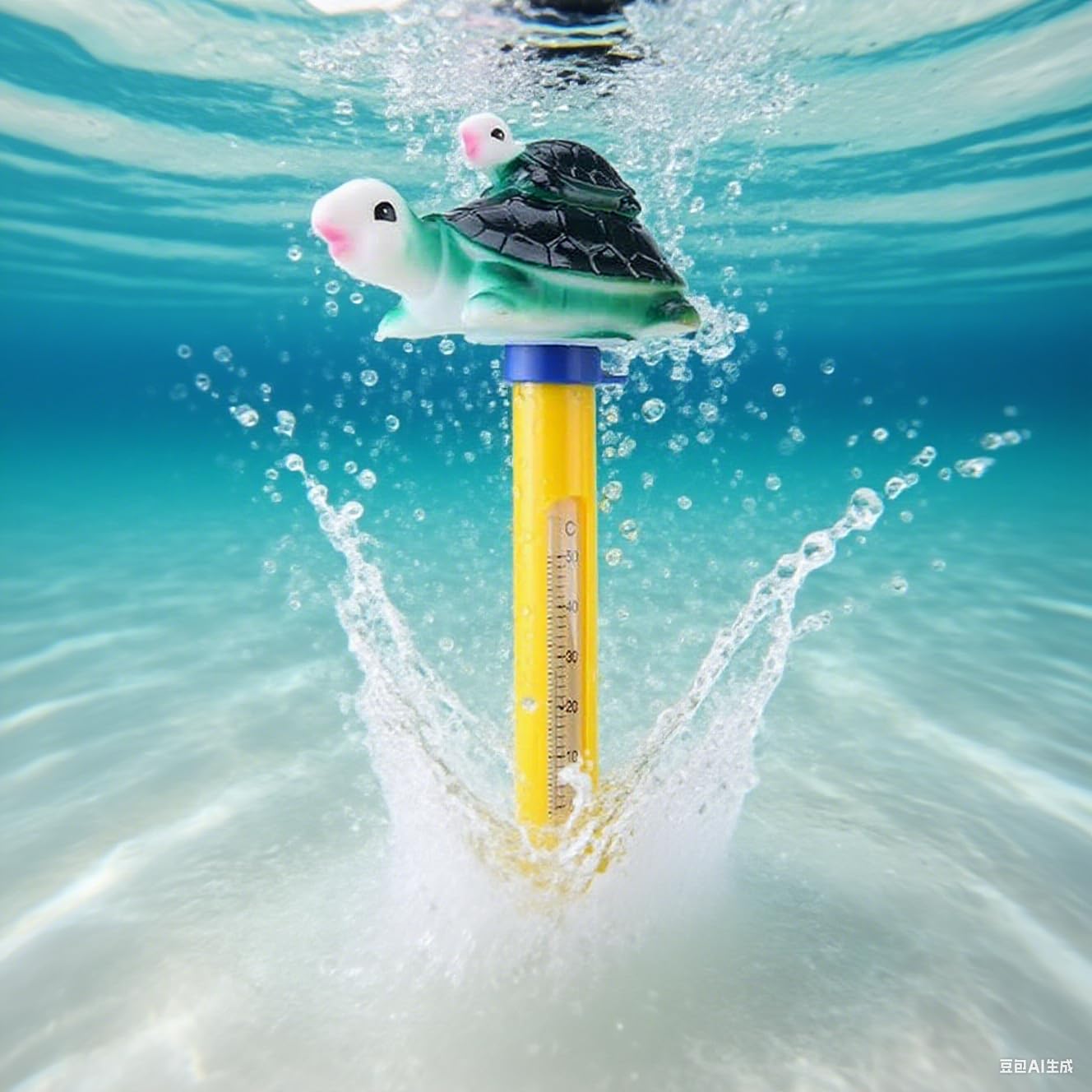 Floating Pool Thermometer, Floating Turtle Thermometer F/C Display with String Easy to Read, Shatter Resistant, for Outdoor & Indoor Swimming Pools, Spas, Hot Tubs & Aquariums (Turtle)