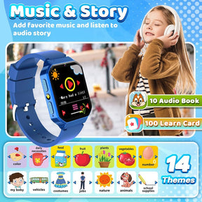 Smart Watch Learning Toy with 26 Puzzle Game 1.69" Touch Screen HD Camera Video Music Player Alarm Clock