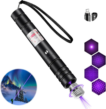 Laser Pointer High Power, Purple Laser Pointer Indicator Light, Long Range Lazer Pointer for Hiking, USB Charge-Purple
