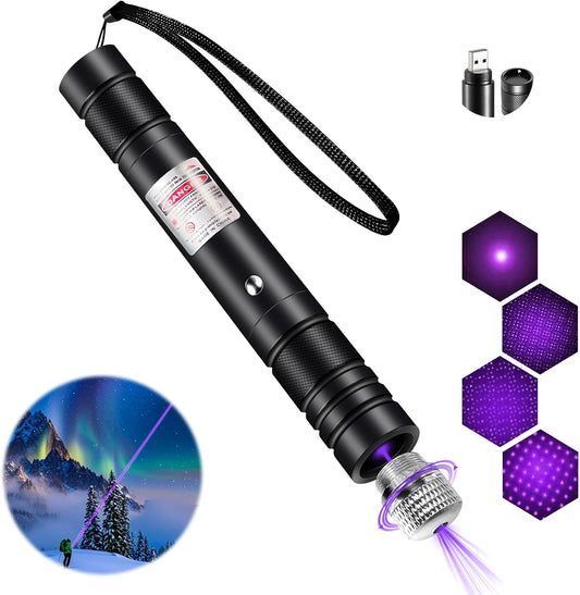 Laser Pointer High Power, Purple Laser Pointer Indicator Light, Long Range Lazer Pointer for Hiking, USB Charge-Purple