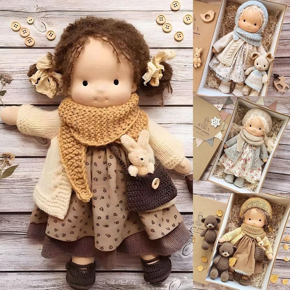 Waldorf Dolls, 14 inch Handmade Waldorf Doll Plush Toy, Handmade Knitted Doll - Cykapu