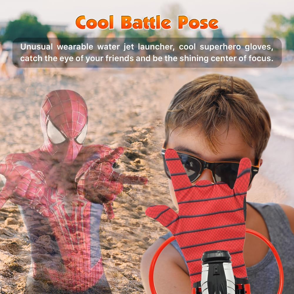 Water Guns, econoLED Spider Web Shooters Toy, Superhero Squirt Guns, Summer Outdoor Toys