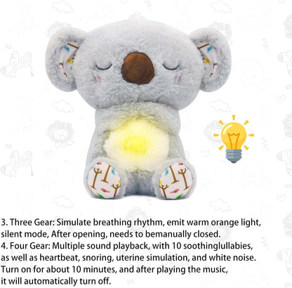 Breathing Plush, Four Gear Adjustment, Volume Control, Rhythmic Breathing Motion with Music Lights, Breathing Motion for Newborns 0+ Months, Perfect for Relieving Baby Quiet, Relieving Breathing Gift