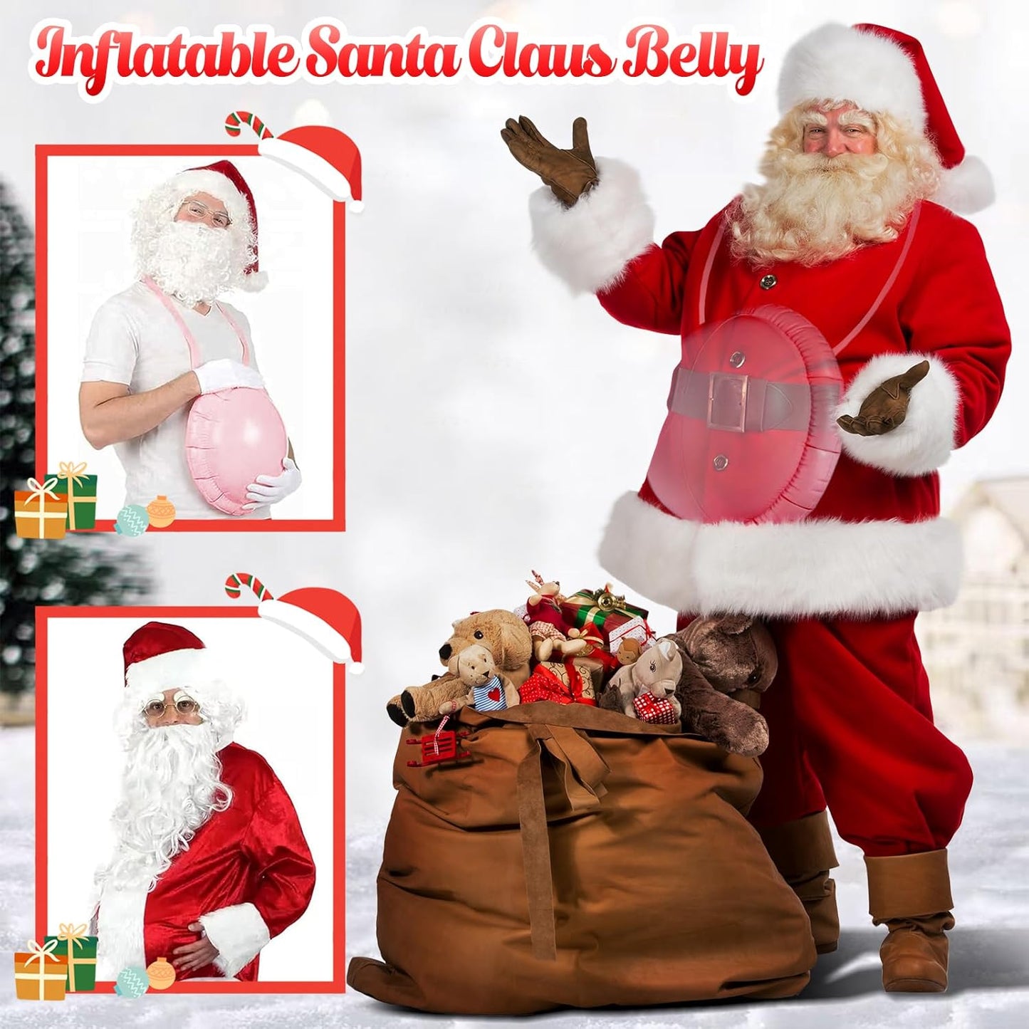Santa Claus Belly Inflatable, Santa Claus Beer Belly with Mini Inflator Inflatable Belly Cosplay Props Pregnant Woman Fake Belly