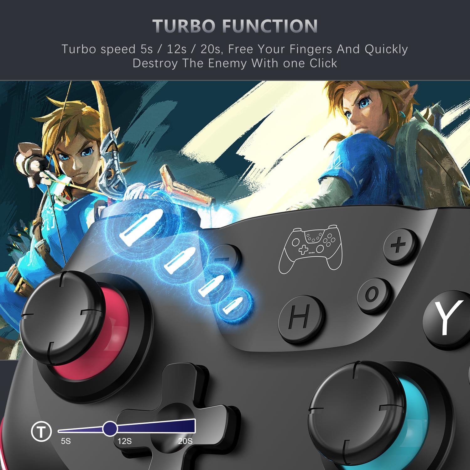 Switch Controller Wireless Switch Pro Controller Compatible with Switch/Switch Lite/Switch OLED Programmable Remote Gamepad Joystick with Wake-up and Turbo（Upgraded Version） Cykapu