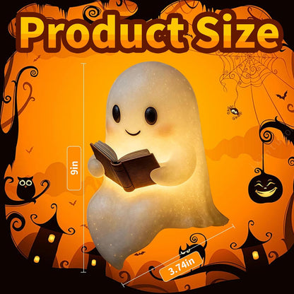 Halloween Ghost Reading Book Lamp, Funny Ghost Figurine Statue, Halloween Decoration