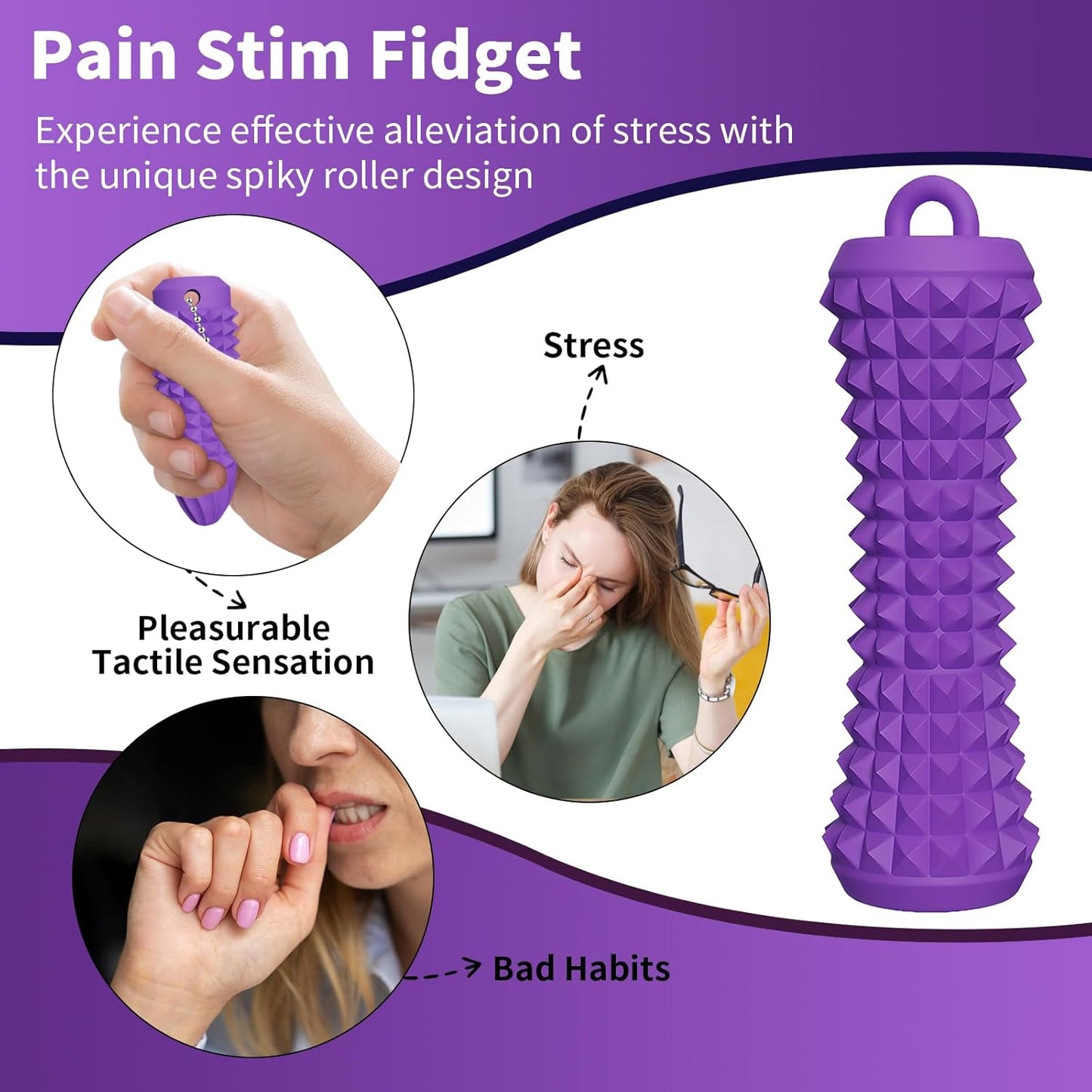 2 Pcs Pain Stim Fidget, Silicone Stim Fidget Toy for Adults, Pain Stim Sensory Toys