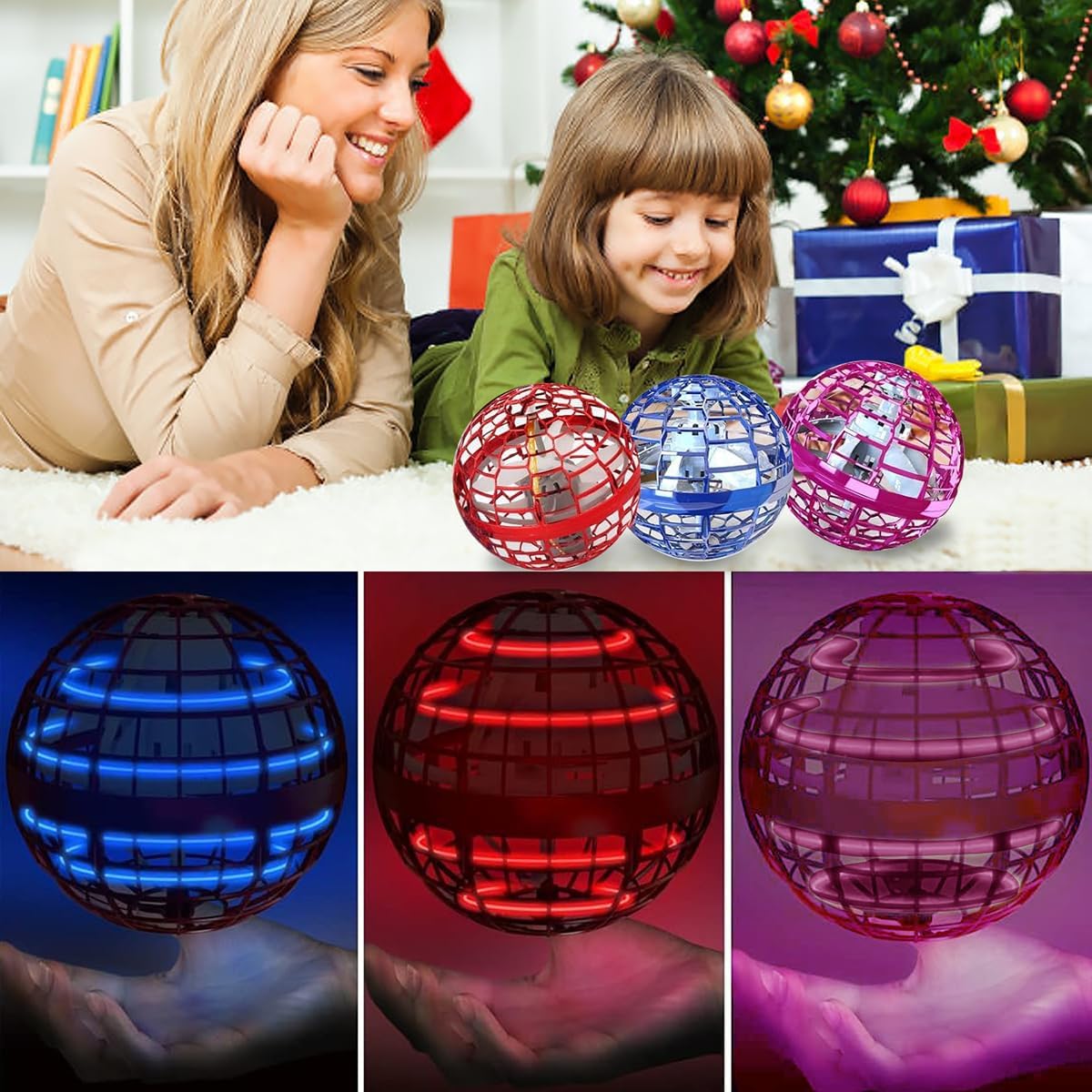 Flying Orb Ball Toy - 2023 Upgraded Magic Flying Orb Toy with LED Light 360°Rotating, Boomerang Flying Space Ball Toys Indoor Outdoor Fun Games, for Boys Girls Adults(Blue) - Cykapu