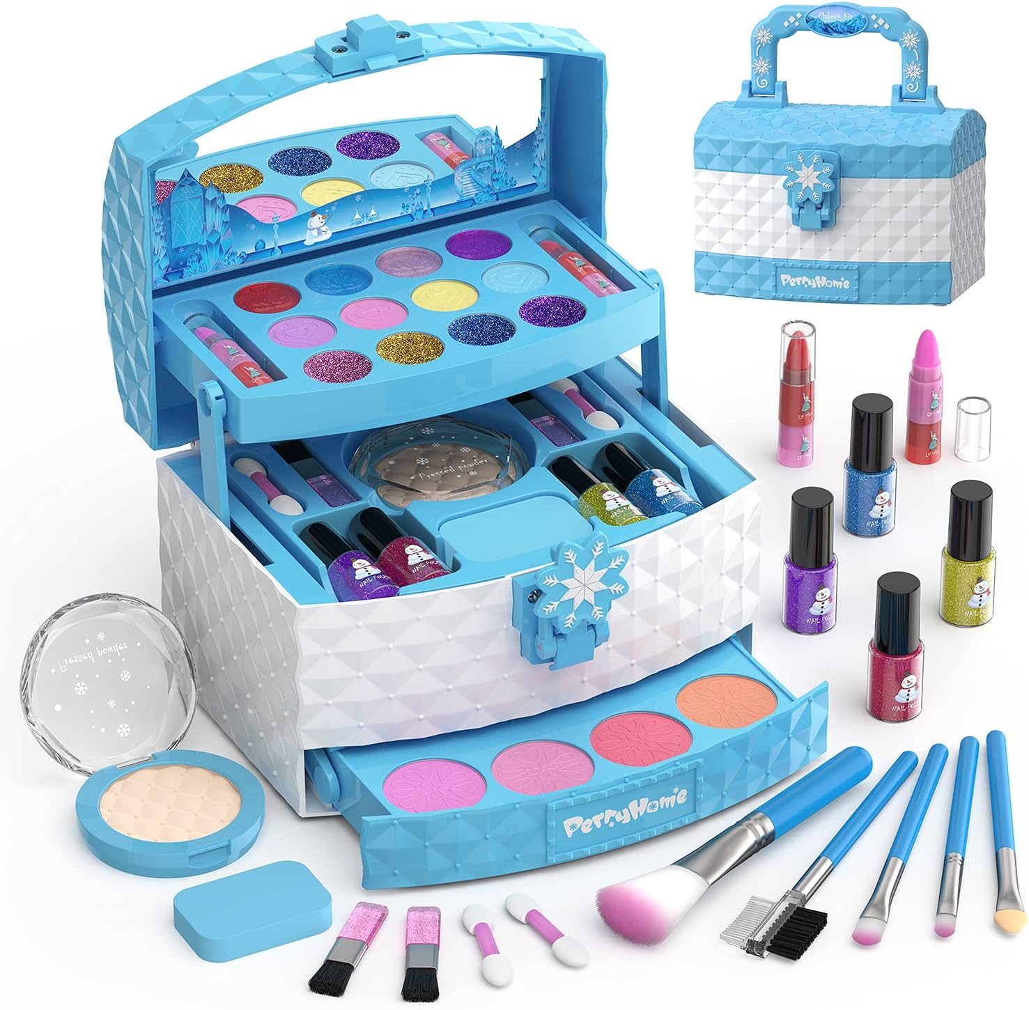 Kids Makeup Kit for Girl 35 Pcs Washable Real Cosmetic, Safe & Non-Toxic Little Girl Makeup Set