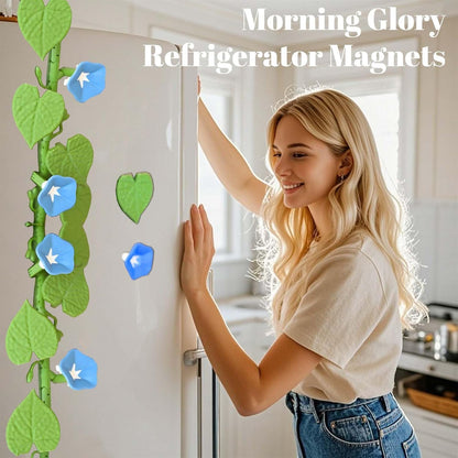 Morning Glory Refrigerator Magnets – 3D Printed Climbing Vine Plant, DIY Decorative Fridge Magnets for Kitchen Office, Articulating Stems (2)