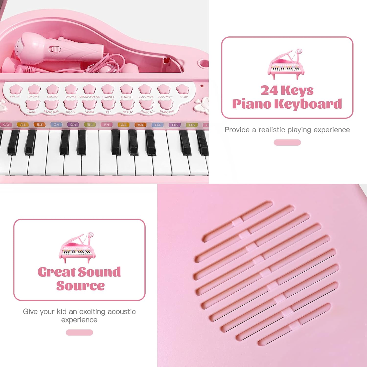 Love&Mini Piano Toy Keyboard for Kids Birthday Gift with Microphone