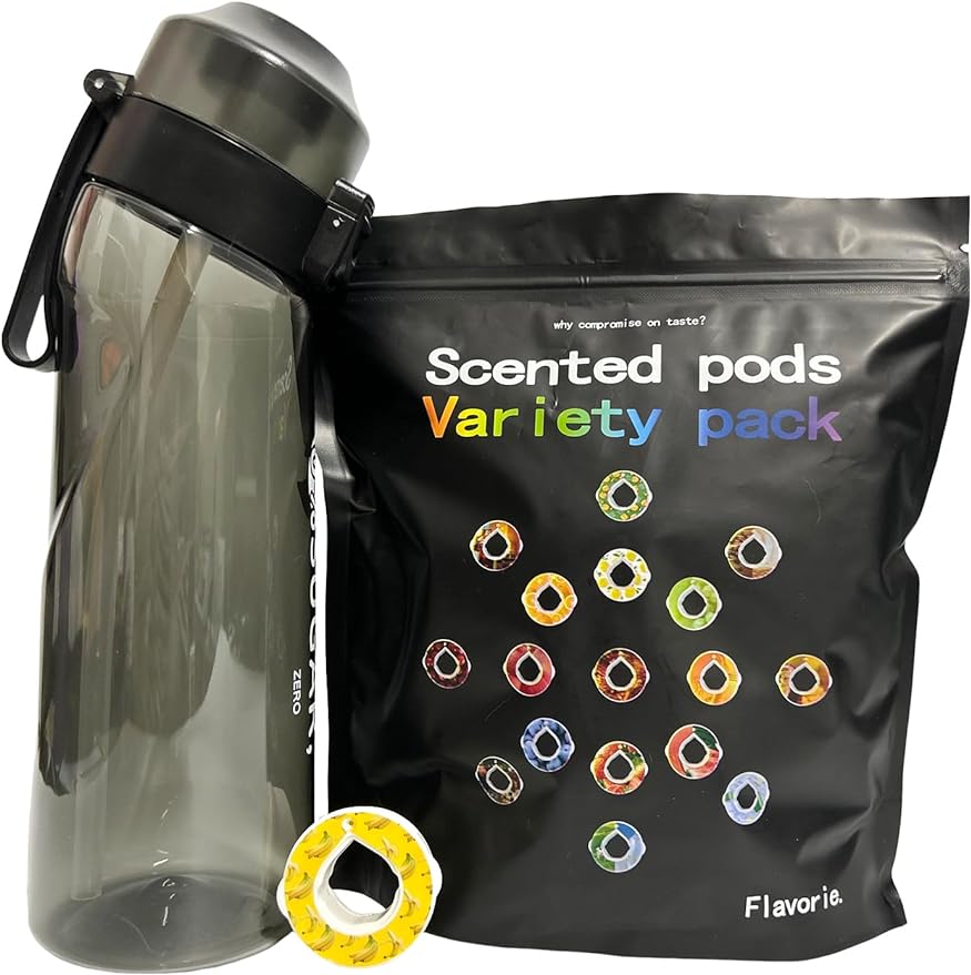 22oz Air Water Bottle with Flavor Pods Scent Beverage Water Cup, Straw Drinking Bottles Scented - Cykapu