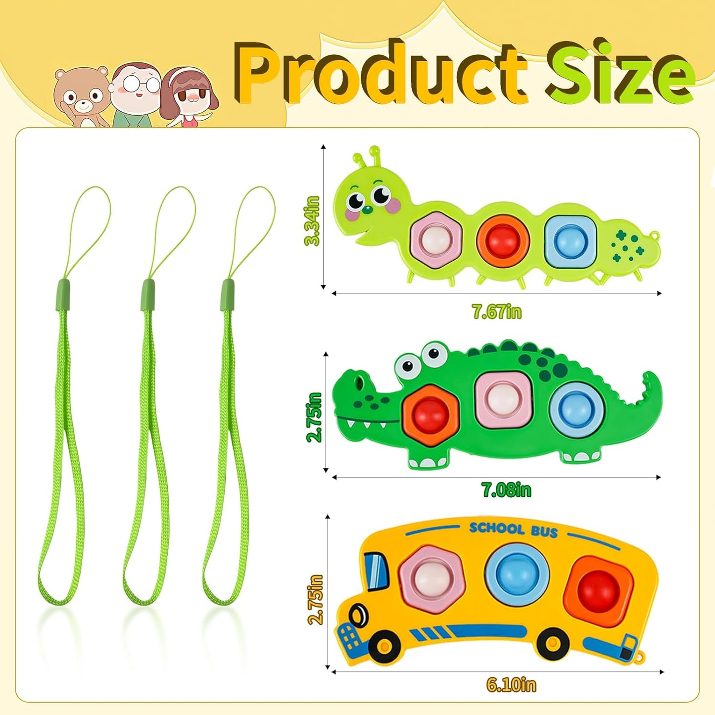 3 Pcs Fidget Popper Sensory Toys, Airplane Travel Toys Pop Fidget Toys Essential Activities, Autism Christmas Classroom Gifts