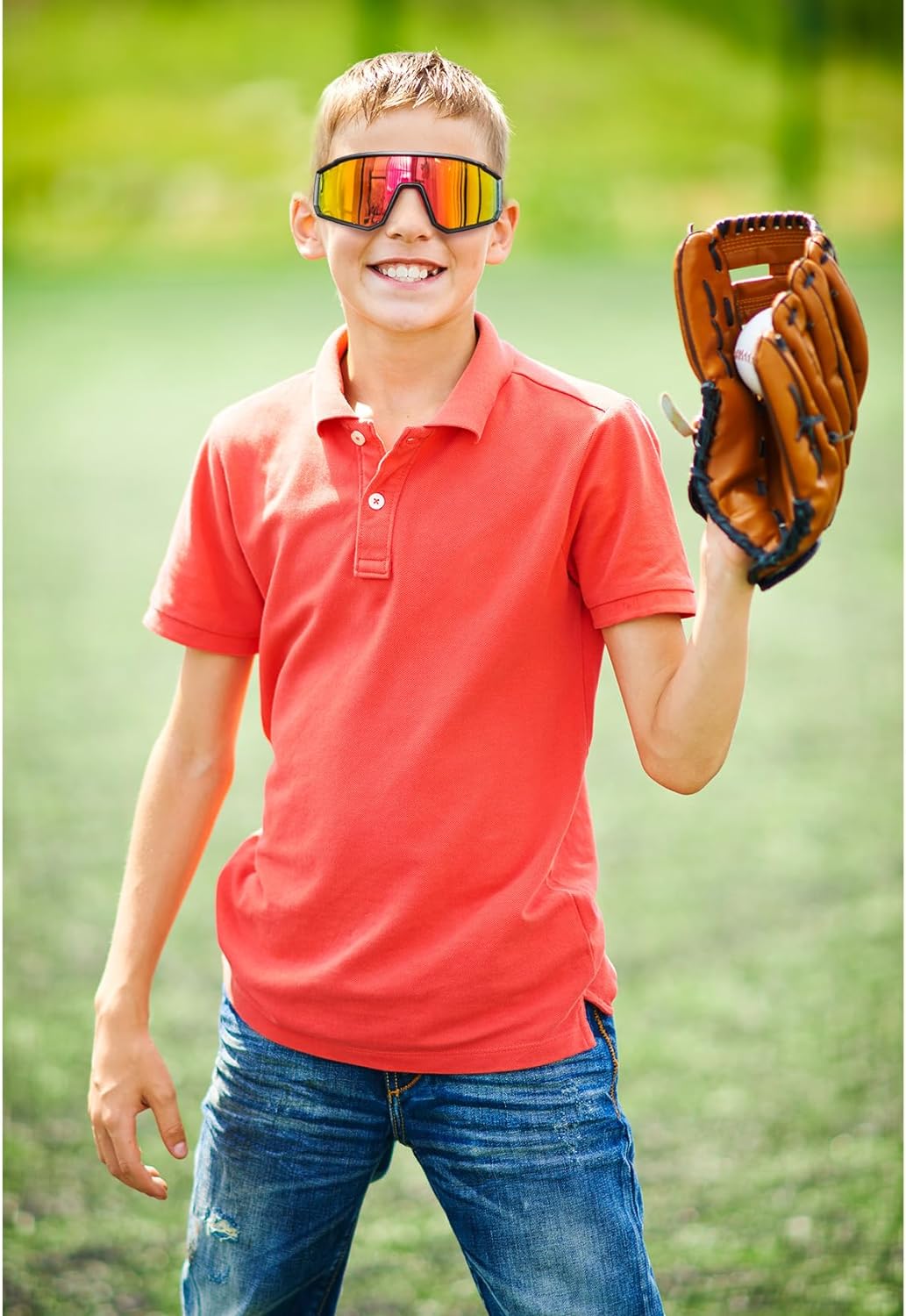 Youth Baseball Sunglasses for Boys Girls Age 8-14 TR90 Frame Kids Sport Sunglasses
