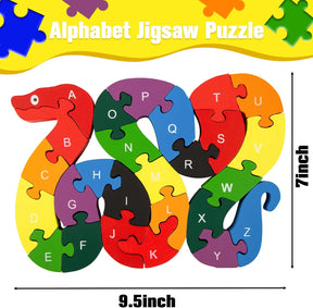 Alphabet Jigsaw Puzzle, Building Blocks Animal Wooden Puzzle Cykapu
