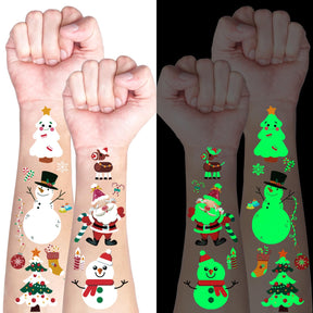 Luminous Christmas Temporary Tattoos for Party Decorations, Glow Christmas Stocking Stuffers 10 PCS - Cykapu