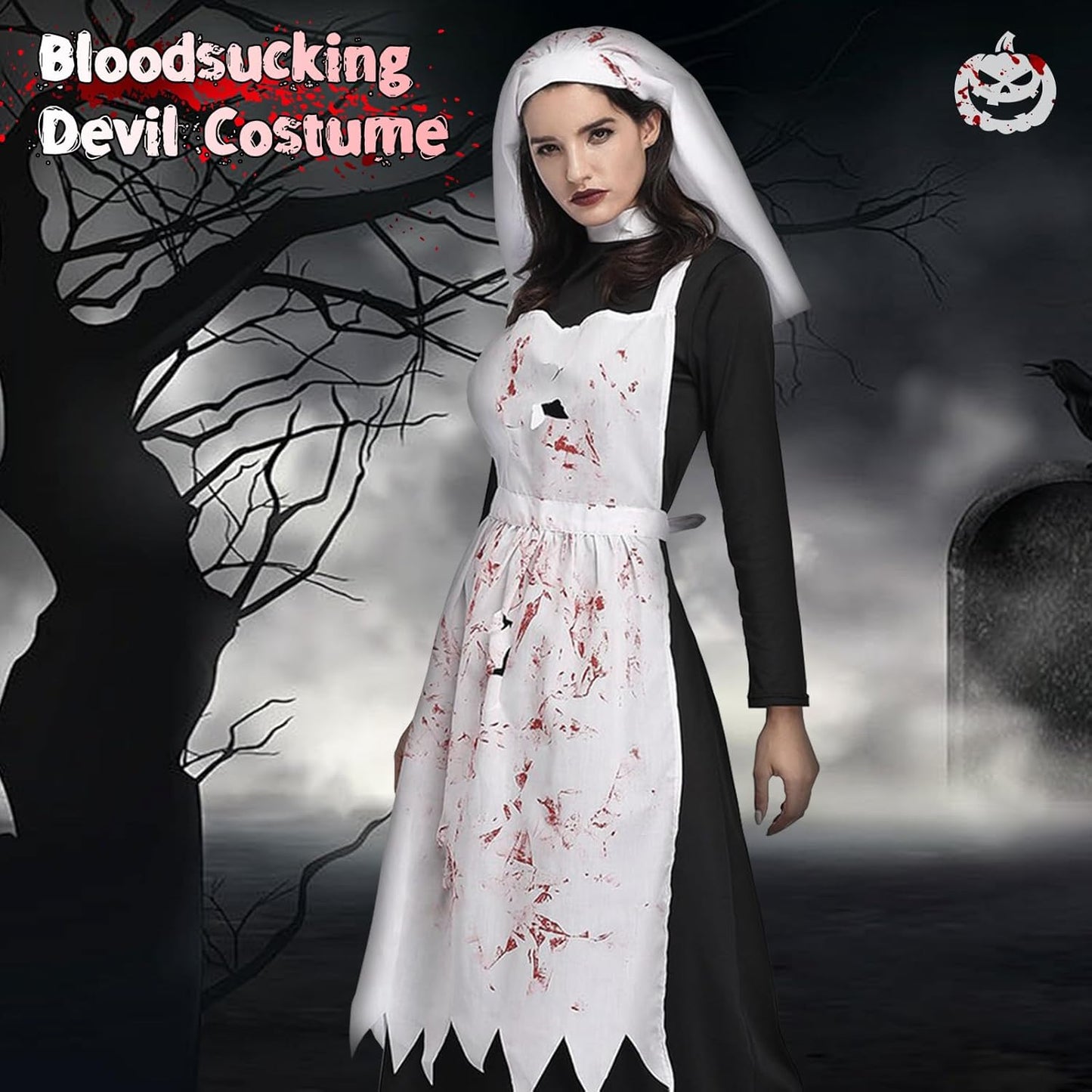 GiggleGear Nun Movie Costumes, Scary Womens Halloween Costume, Masquerade Performance for Adults, Fill up the Festival Party with Halloween Gifts