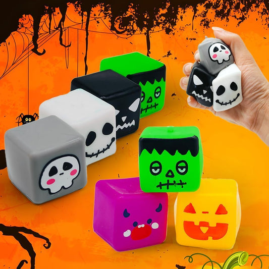 6 Pcs Halloween Squishies Fidget Toys Stress Cubes, Stress Balls Halloween Party Favors for Kids, School Classroom Prizes for Students, Hlalloween Goodie Bags Stuffers Gifts for Kids