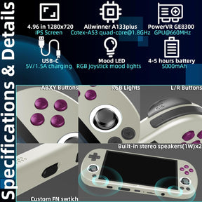 Smart Pro 5 inch Handheld Game Console Preinstalled Emulator System Retro Gray 64GB