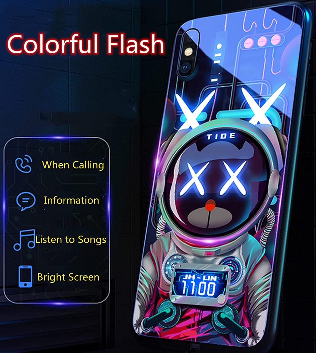 Colorful Luminous Tempered GlassMobile Phone Protective case,A Personalized Phone Case Specially Designed