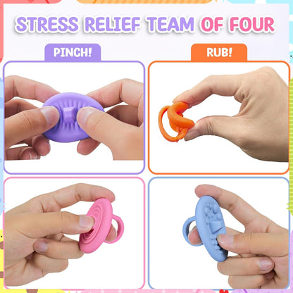 4Pcs Fidget Toys Sensory Stone, Texture Worry Stones for Boys Girls, Office Desk Sensory Toy Prize Gifts for Classroom