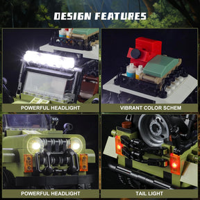 Jungle Off Roader SUV Building Kits with LED Lighting - Technic Car Model STEM Building Set 510 Pcs - Cykapu