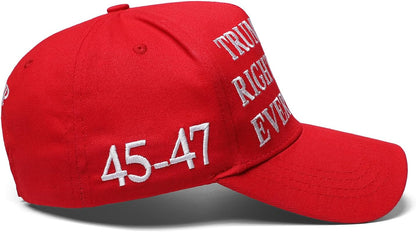 Trump was Right About Everything Hat Trump MAGA Hats Donald Trump 2024 45-47 with USA Flag Baseball Cap