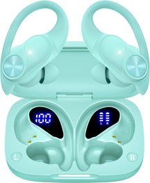 Bluetooth Headphones Wireless Earbuds 80hrs Playtime Wireless Charging Case Digital Display Sports Ear buds with Earhook Premium Deep Bass IPX7 Waterproof Over-Ear Earphones for TV Phone Laptop Black Cykapu