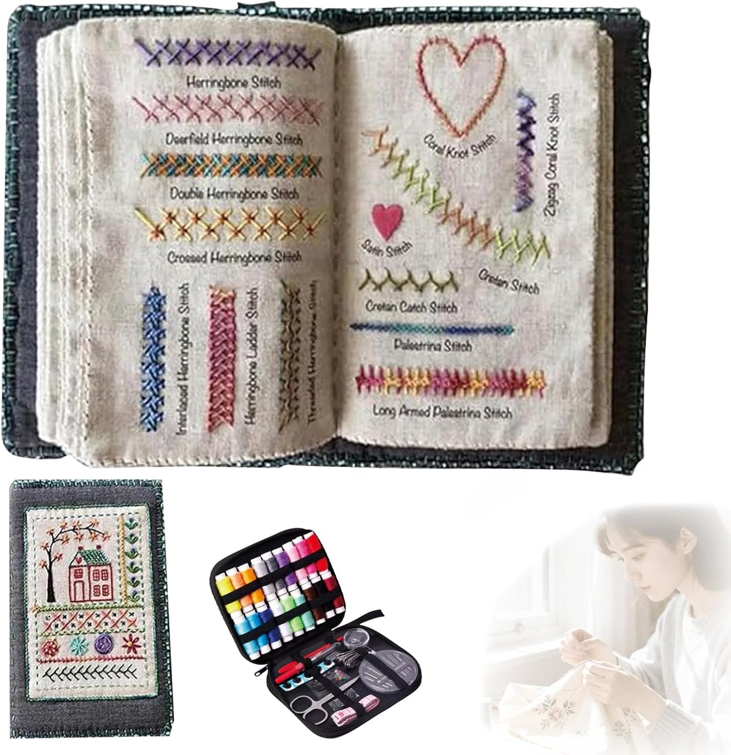 2026 New DIY Embroidery Stitch Collection, Includes Illustrated Guide to 106 Universal Embroidery Stitches with Free Tutorials and 86-Piece Sewing Tool Kit