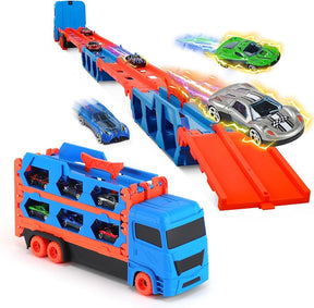 Toddler Toys for 3 4 5 6 Years Old Boys, Portable Race Track Truck Toy Car with 12 Race Cars - Cykapu