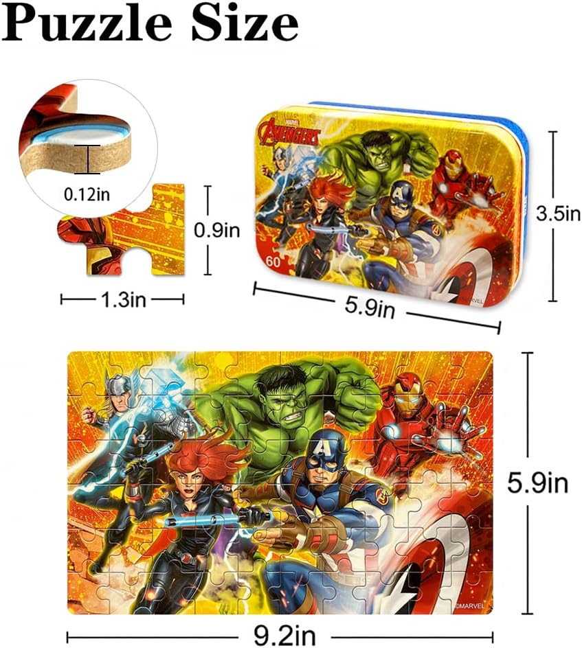 Disney Avengers Jigsaw Puzzles, 60 Piece Superhero Puzzles