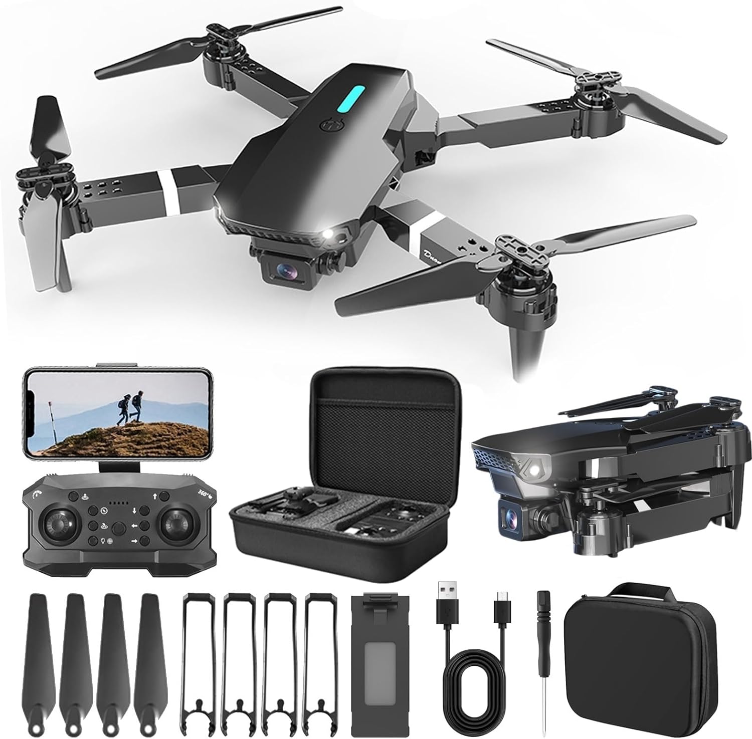 Drone with Camera for Adults, 1080P FPV Drones RC Quadcopter with Altitude Hold, Voice Control, Speed Adjustment