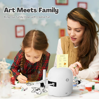 Drawing Robot for Kids with 150 Cards, Voice Interactive Educational Drawing Machine, Montessori Painting Learning Toys