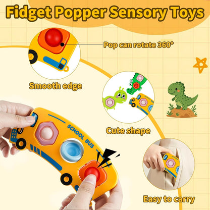 3 Pcs Fidget Popper Sensory Toys, Airplane Travel Toys Pop Fidget Toys Essential Activities, Autism Christmas Classroom Gifts