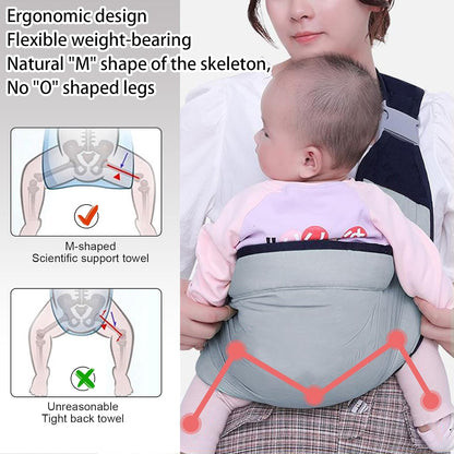 Baby Sling Carrier, Adjustable Baby Holder Carrier, Baby Half Wrapped Sling Hip Carrier, One Shoulder Labor-Saving, Cloth Fabric Lightweight Baby Carrier for Newborn to Toddler Up to 45 lbs (Grey)