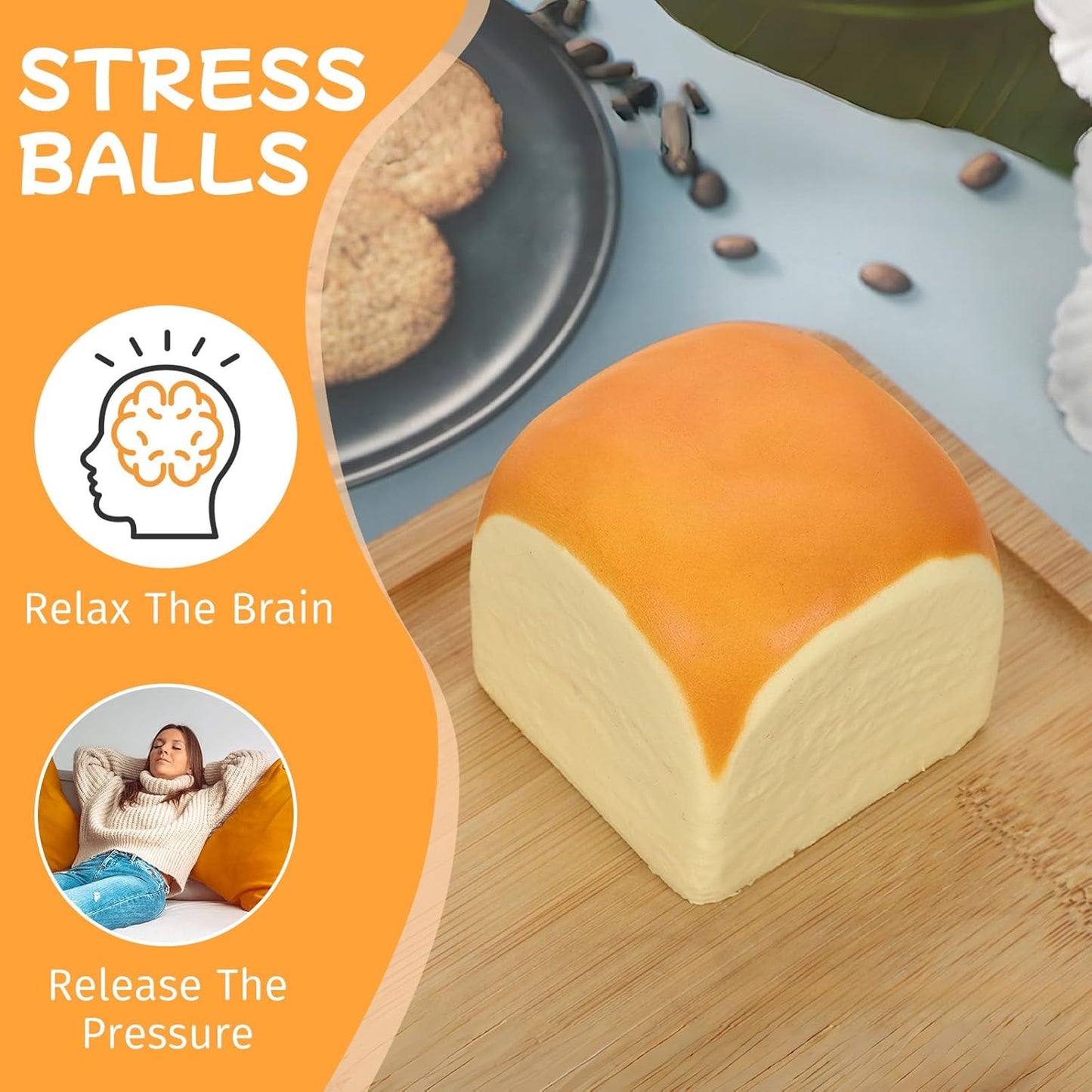 Hawaiian Rolls Taba Squishy Fidget Toys Adults, Stress Relief Toys for Office and Home, Squishy Toys for Autism, Squeeze Squishies