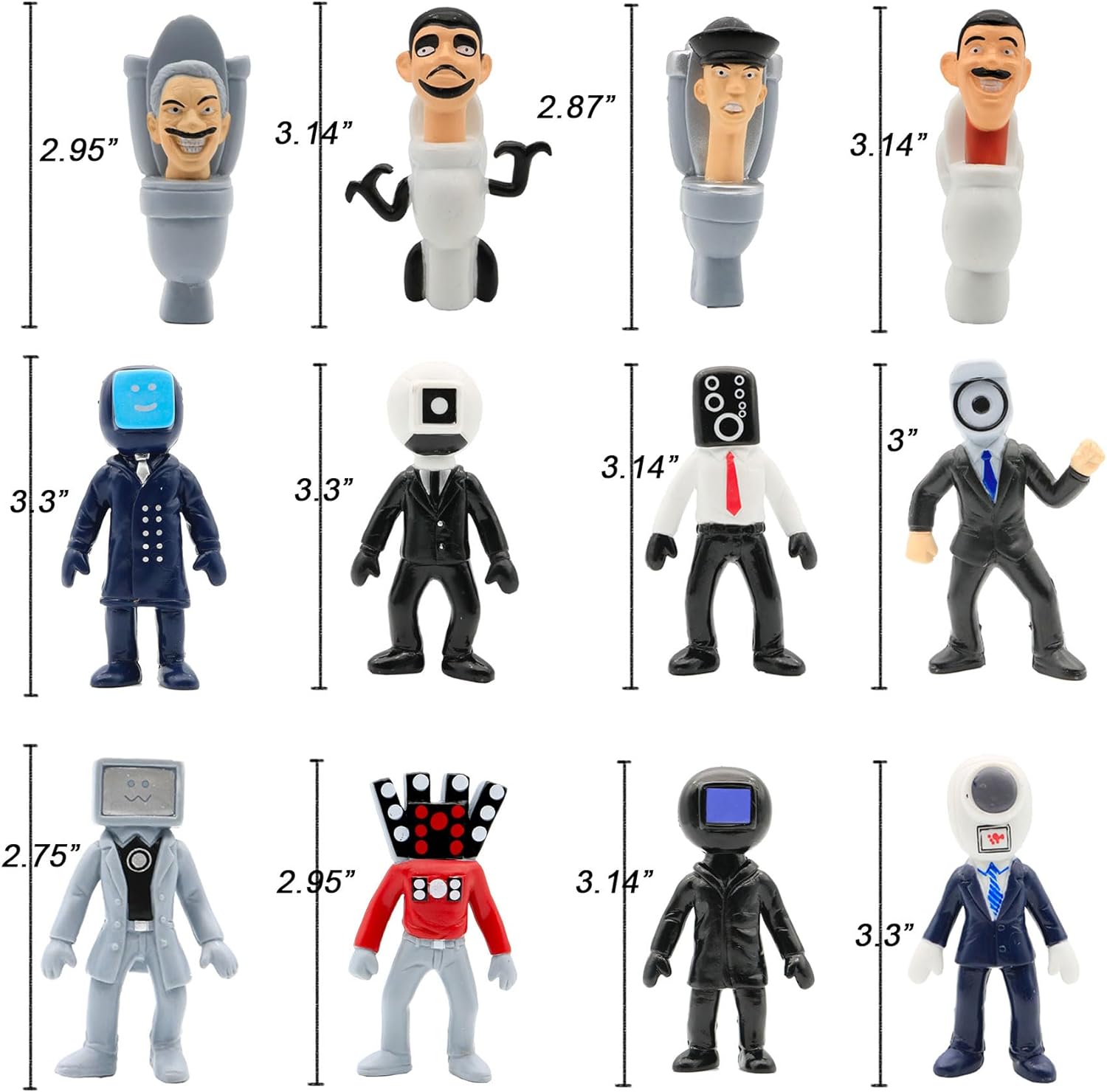 Skibidi-T Toy 12Pcs S-Toilet Games Action Figure TV Man Cameraman PVC Model Toys